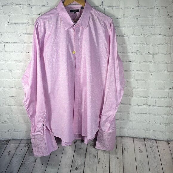 Ted Baker Fashion Pink Floral Cuff Link Dress Shirt size 17.5 - Picture 1 of 11